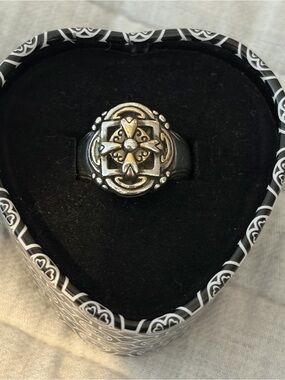 Brighton Sterling Silver Black Shield Cross Ring